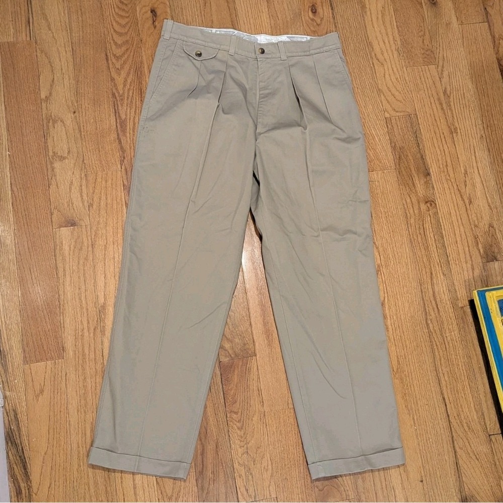 Quiet Luxury Old Money Khaki Pleated‎ Chino Pants Savane 34x30 Classic